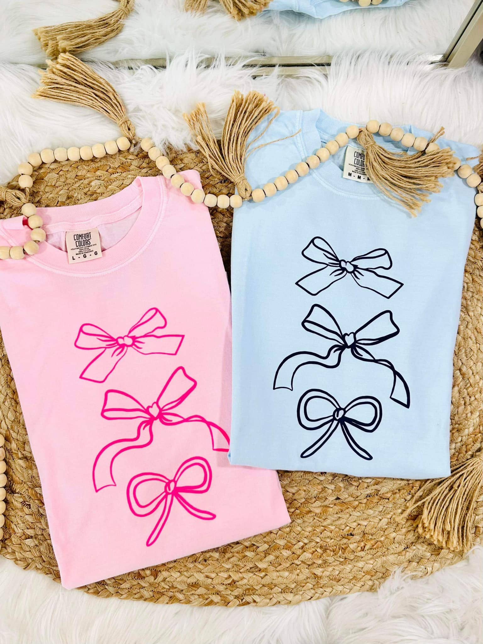 Coquette Bow Outline Stack Trio Puff Tee Hoodie, Sweatshirt | PodTeesHub.com