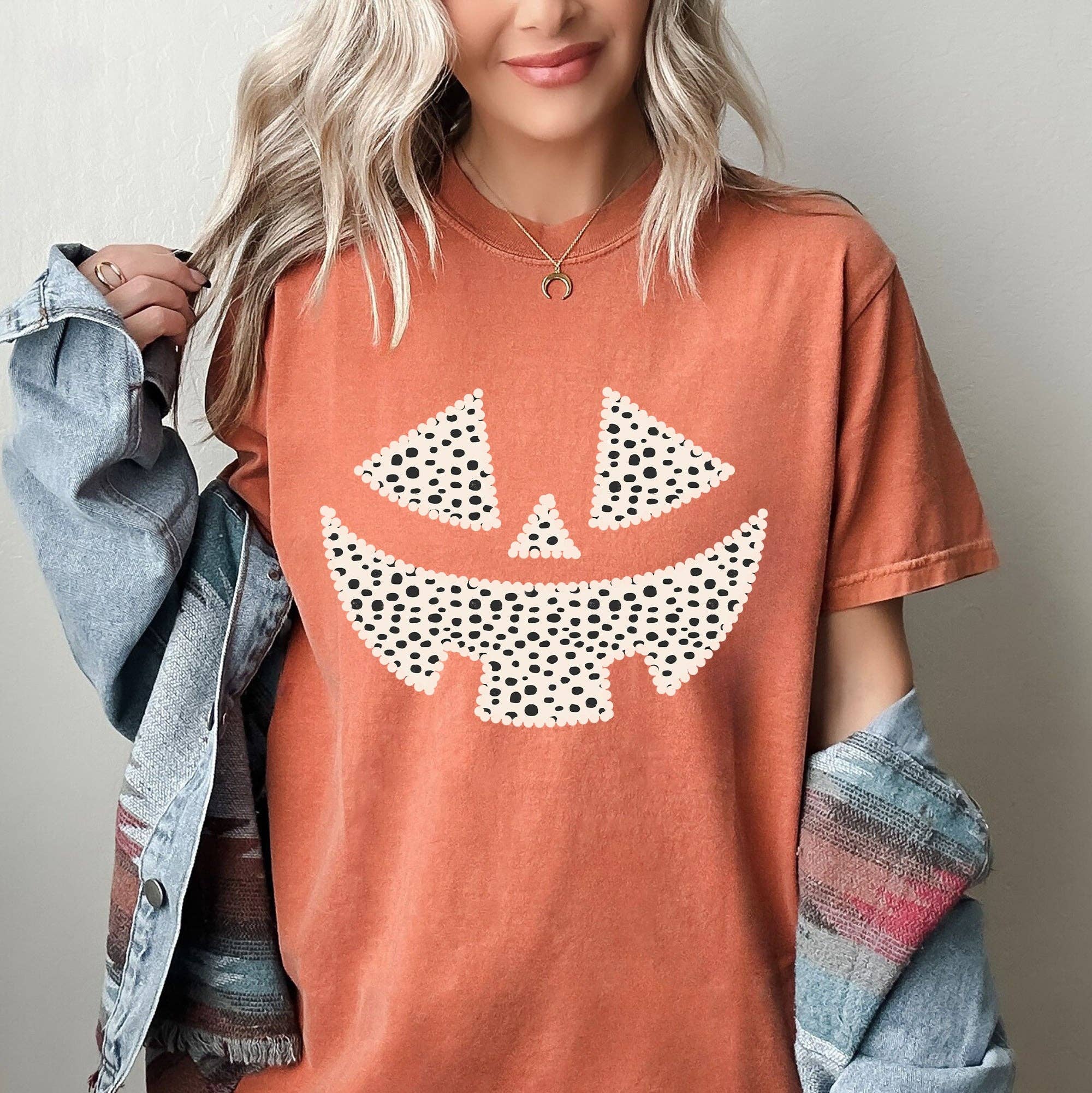 Polka Dot Jack-O-Lantern, Dalmatian Halloween Costume Shirt Hoodie, Sweatshirt | PodTeesHub.com