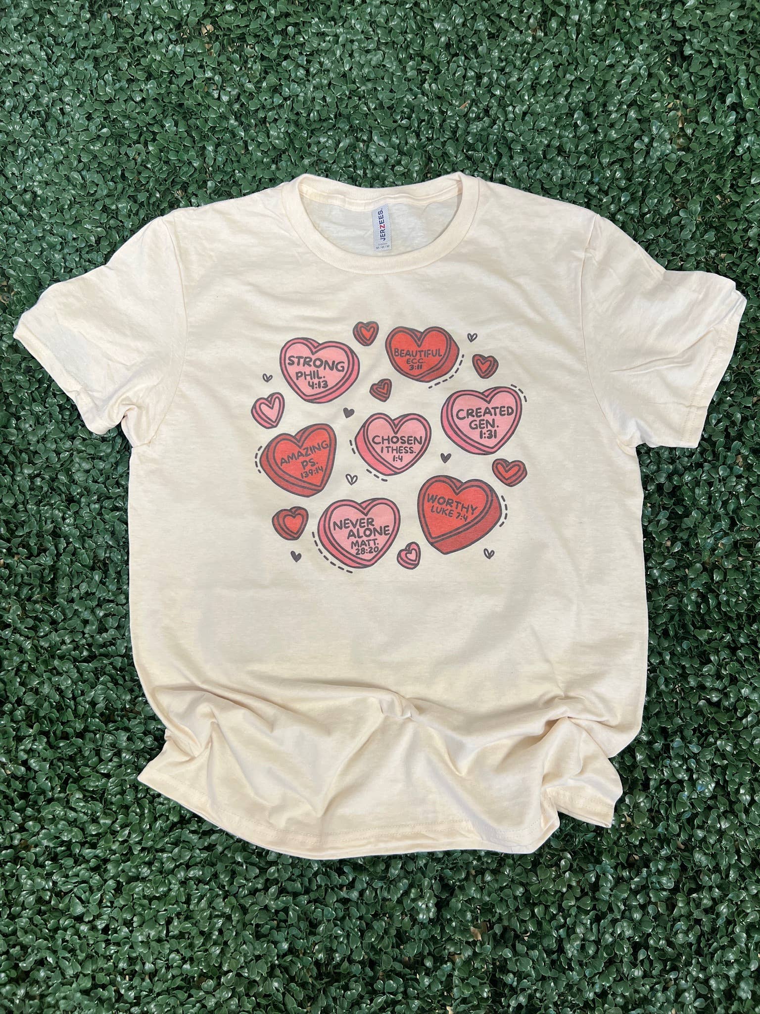 Hearts and Verses - Valentine Tee On Cream Hoodie, Sweatshirt | PodTeesHub.com