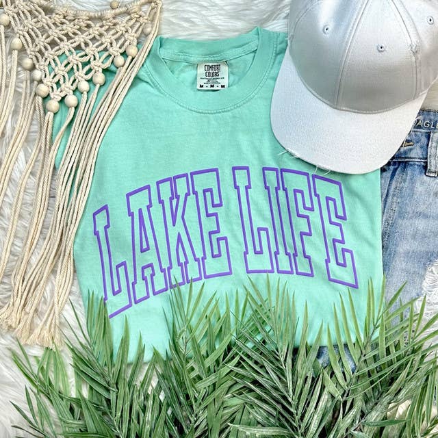 Lake Life Purple Puff Pigment Dyed Tee Hoodie, Sweatshirt | PodTeesHub.com