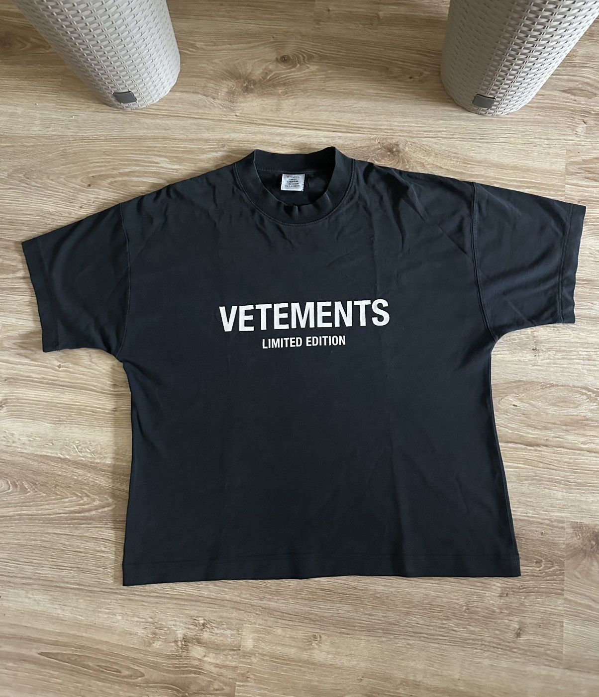 Vetements Logo Tee Washed Black Hoodie, Sweatshirt | PodTeesHub.com