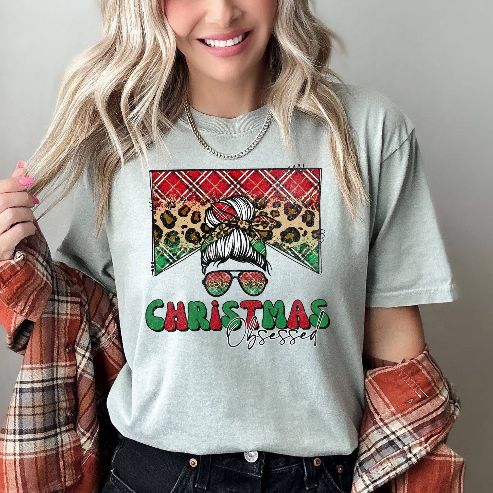 Christmas Obsessed, Leopard Print, Sassy, Retro T-Shirt Hoodie, Sweatshirt | PodTeesHub.com