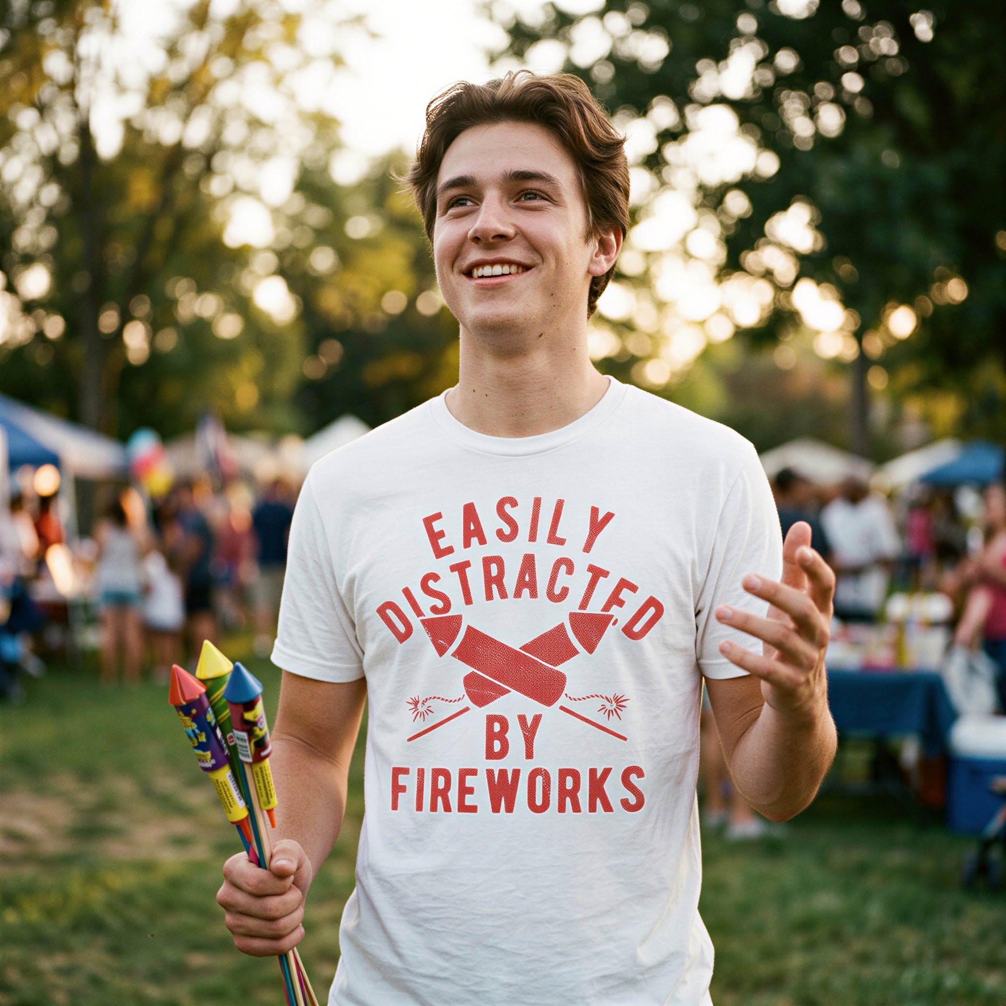 Easily Distracted By Fireworks Men's T Shirt