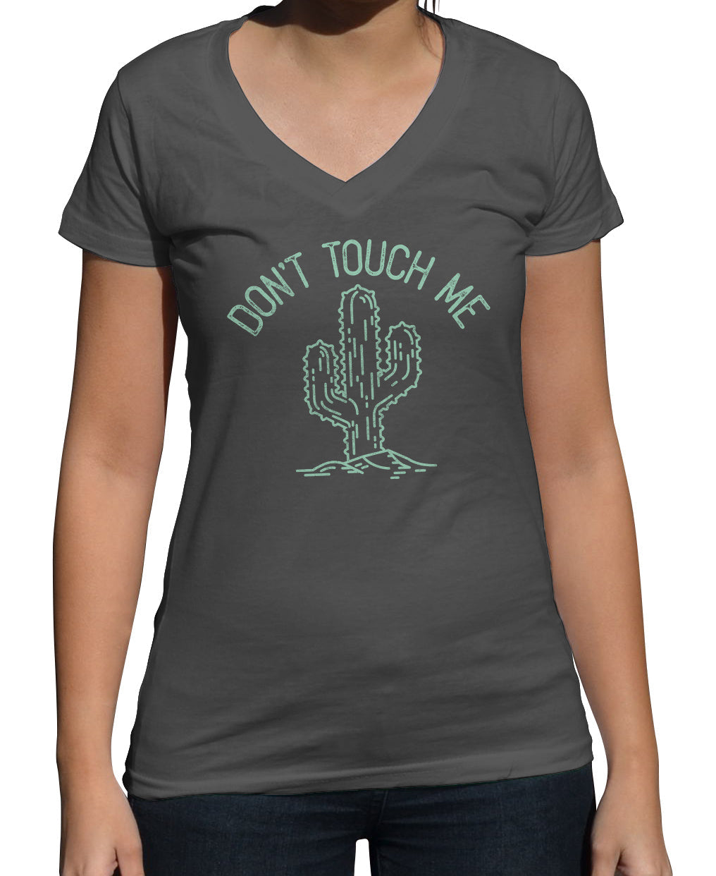 Women's Don't Touch Me Cactus Vneck T-Shirt