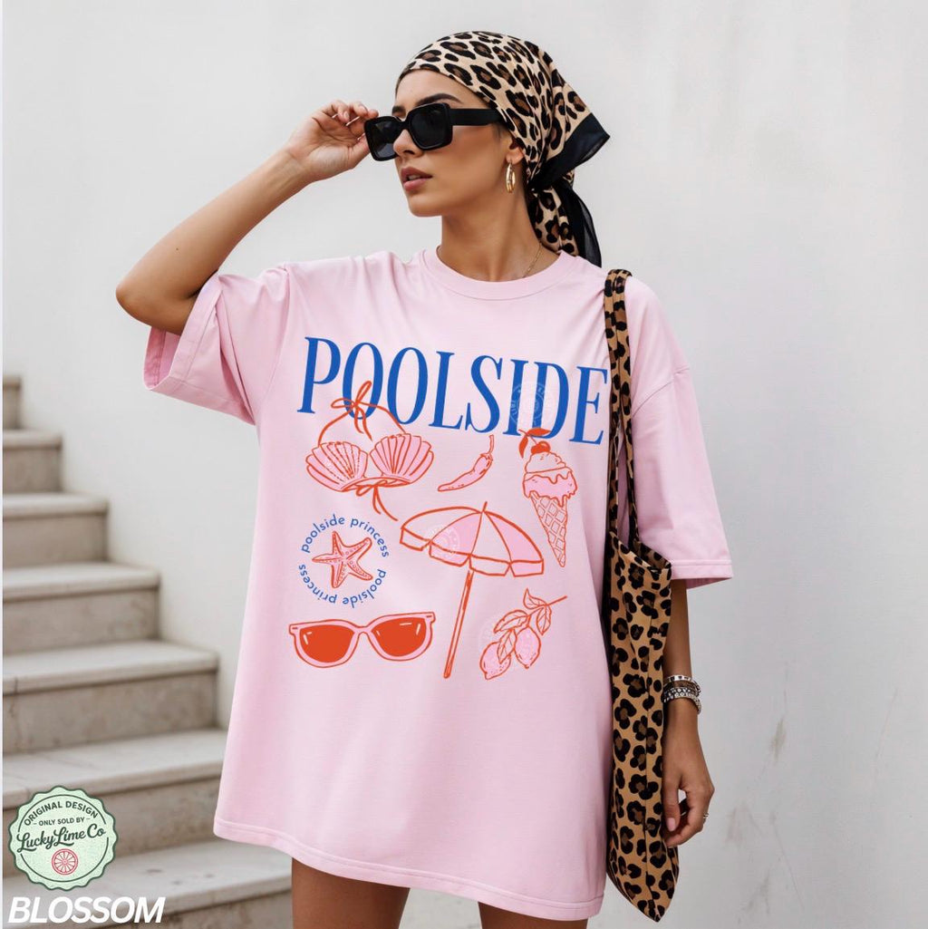 Poolside Princess Retro Summer Preppy Beach Summer Tee Vacation Travel Beachy Summer (3)