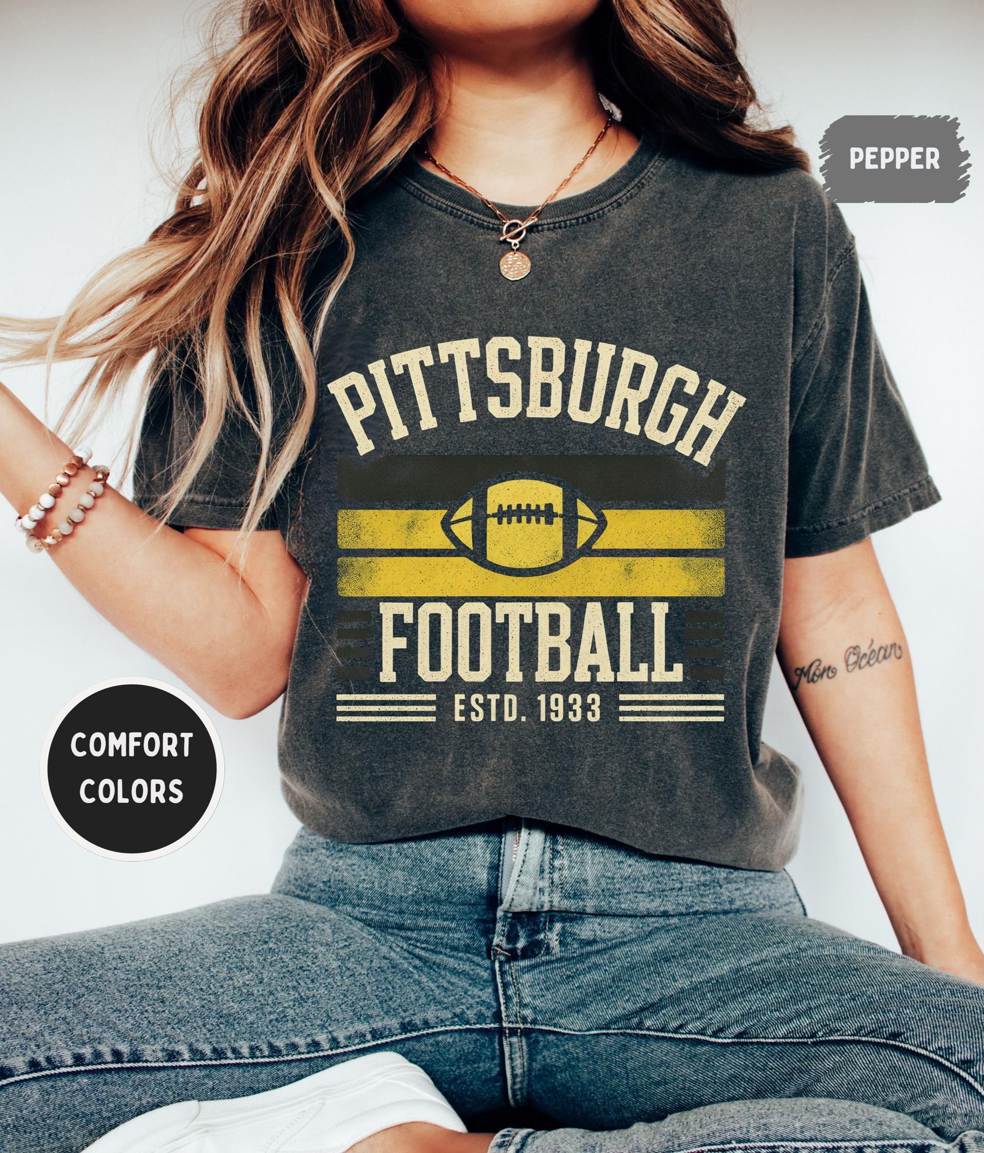 Vintage Pittsburgh Football Retro Pittsburgh Comfort Colors Sports Fan Distressed Gameday Football Tee (2)