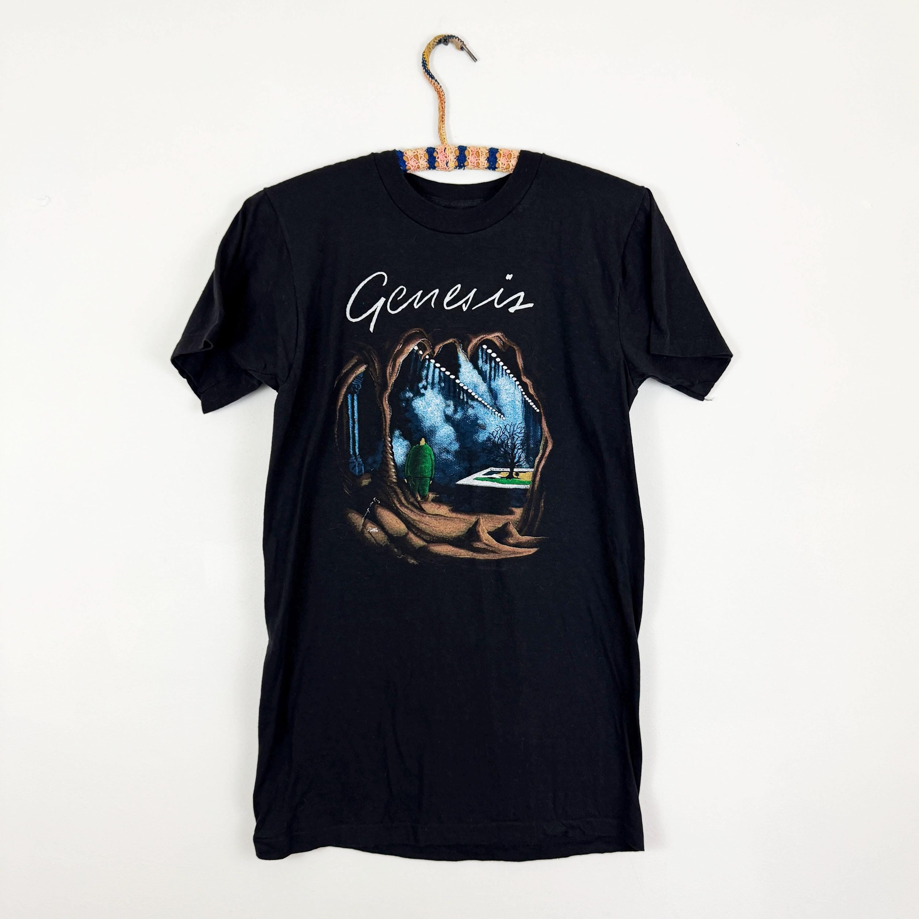 Vintage 1980s Genesis Tour Tee Black Prog Rock Size Small (1)