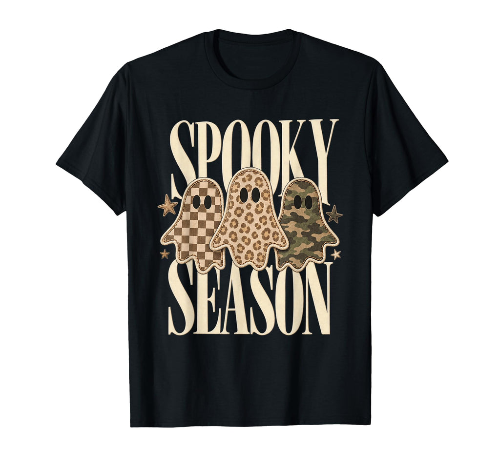 Spooky Season Ghost Leopard Camo Checkered Fall Unisex T-shirt, Sweatshirt, Hoodie (1)