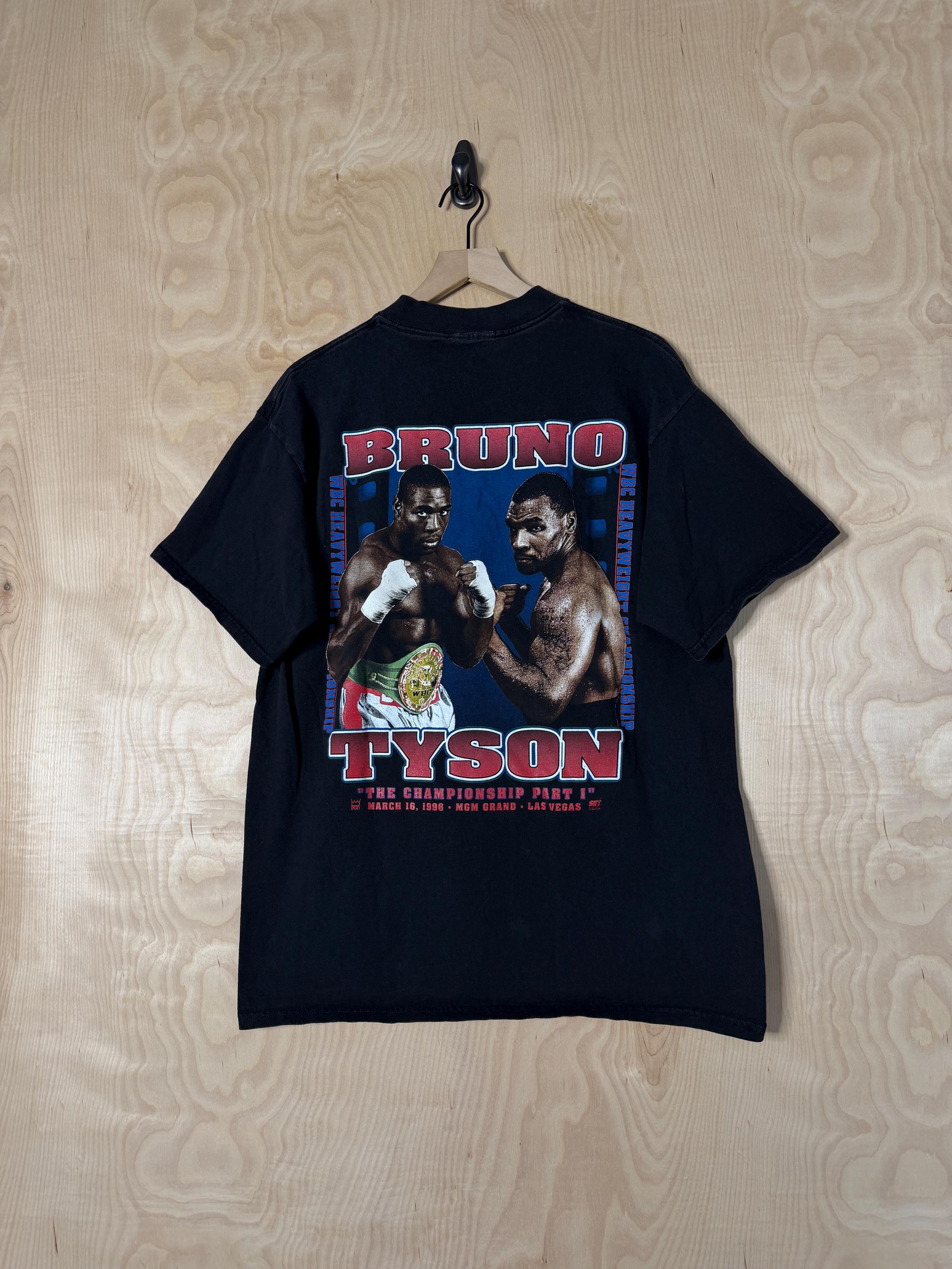 Vintage 90s Mike Tyson Frank Bruno Fight Promo Black Size Xl (1)