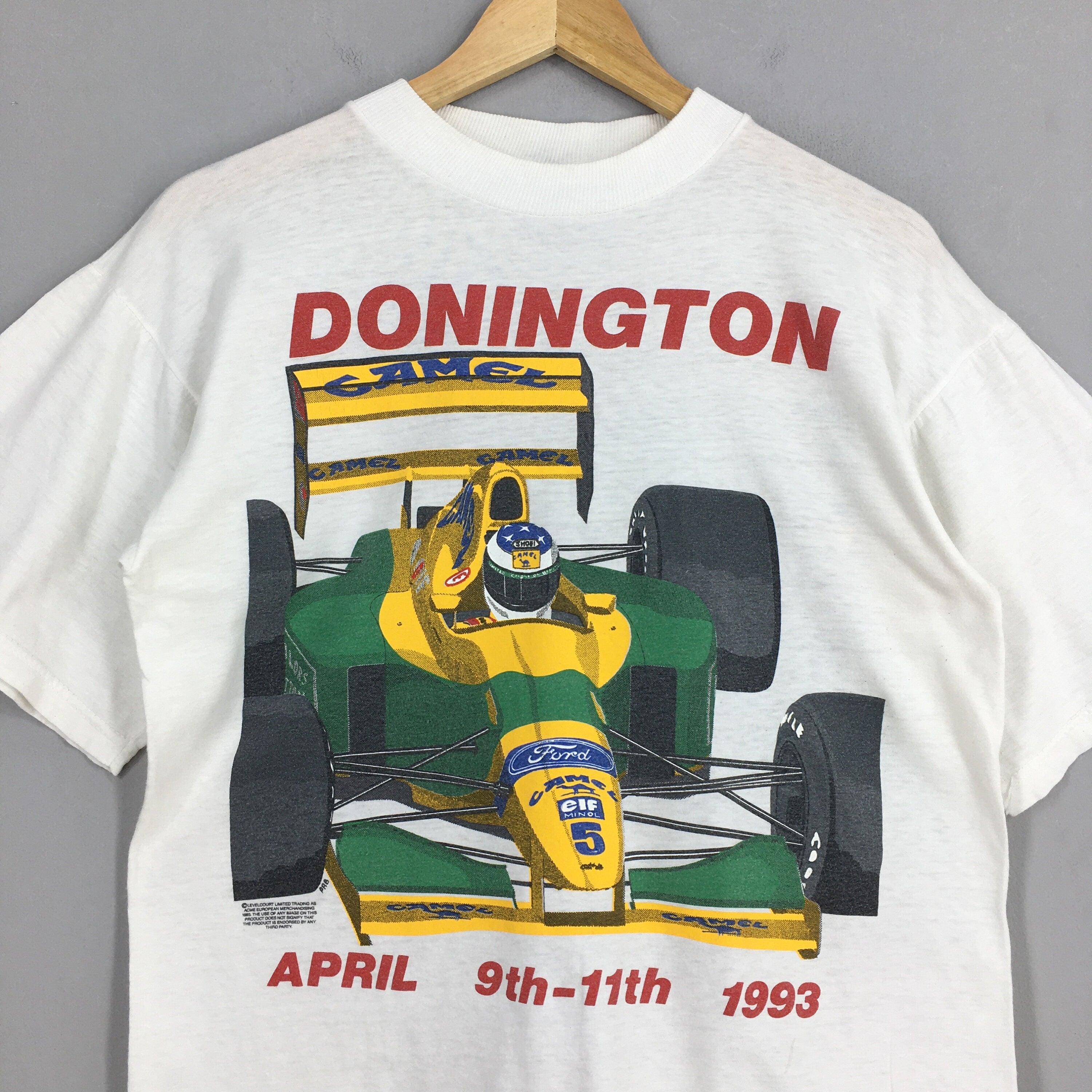 Vintage 90'S Donington Grand Prix 1993 Camel Ford White Medium Formula Grand Prix Racing F1 Sports Car Nordica F1 Tee Size (2)