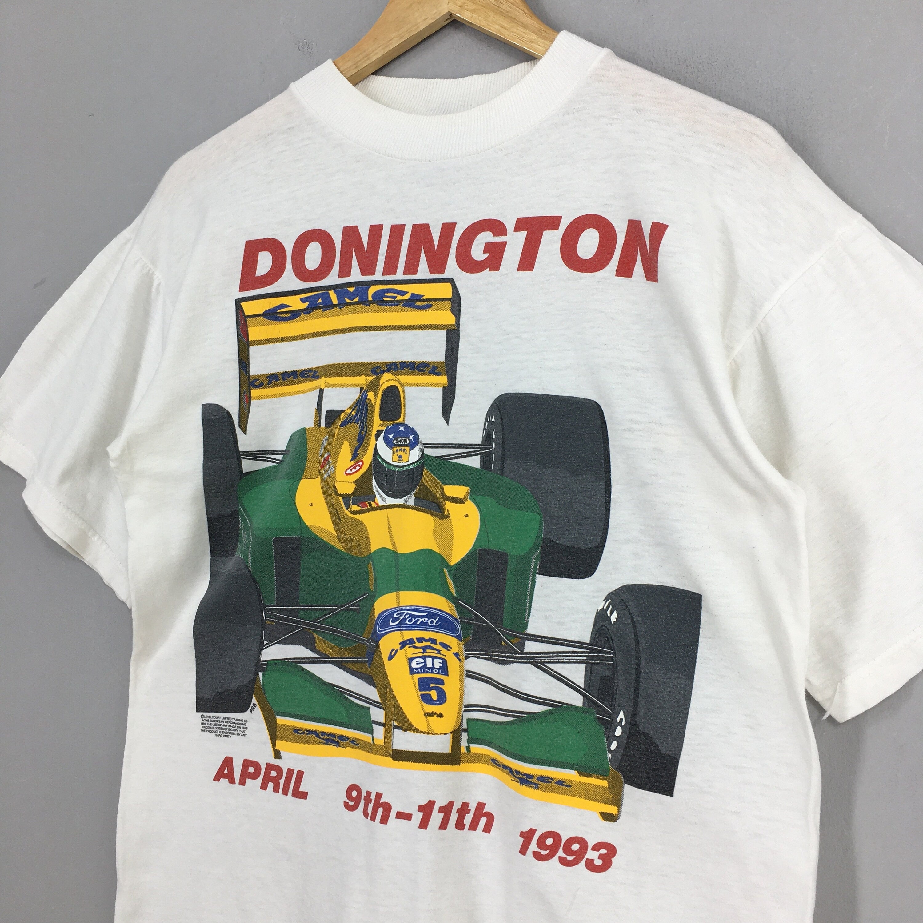 Vintage 90'S Donington Grand Prix 1993 Camel Ford White Medium Formula Grand Prix Racing F1 Sports Car Nordica F1 Tee Size (3)