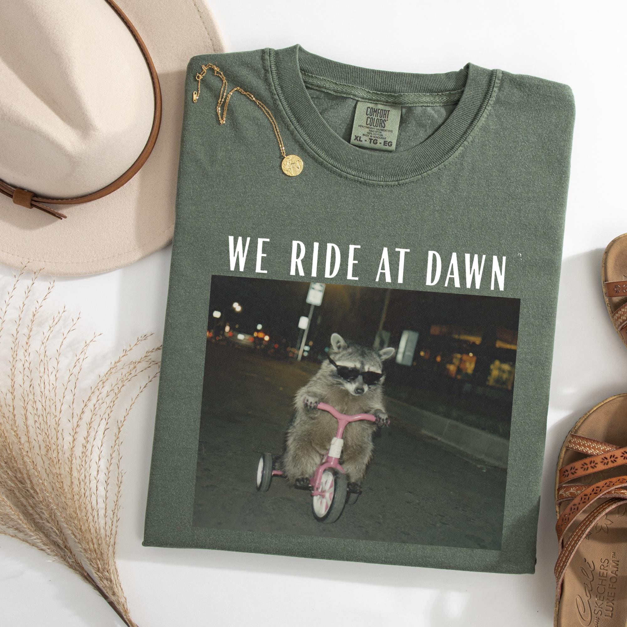Ride Dawn Racoon Chaotic Humor Unisex T-shirt, Sweatshirt, Hoodie (2)
