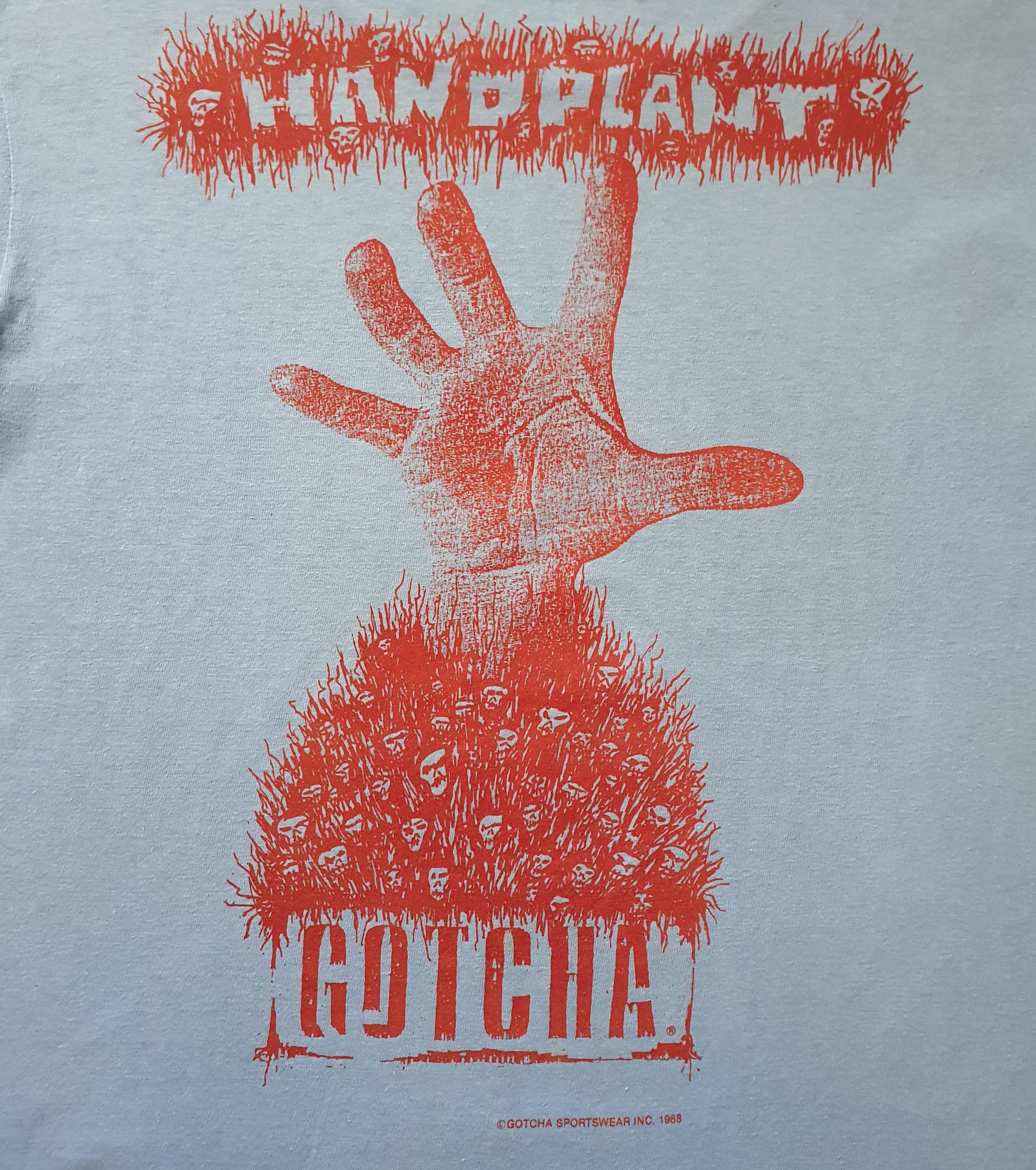 Vintage 1988 Gotcha Handplant 1980s Size Medium 80s Michael Roman Don Rock Skateboarding Skate Punk Surf Beach Zorlac 90s Tee (4)