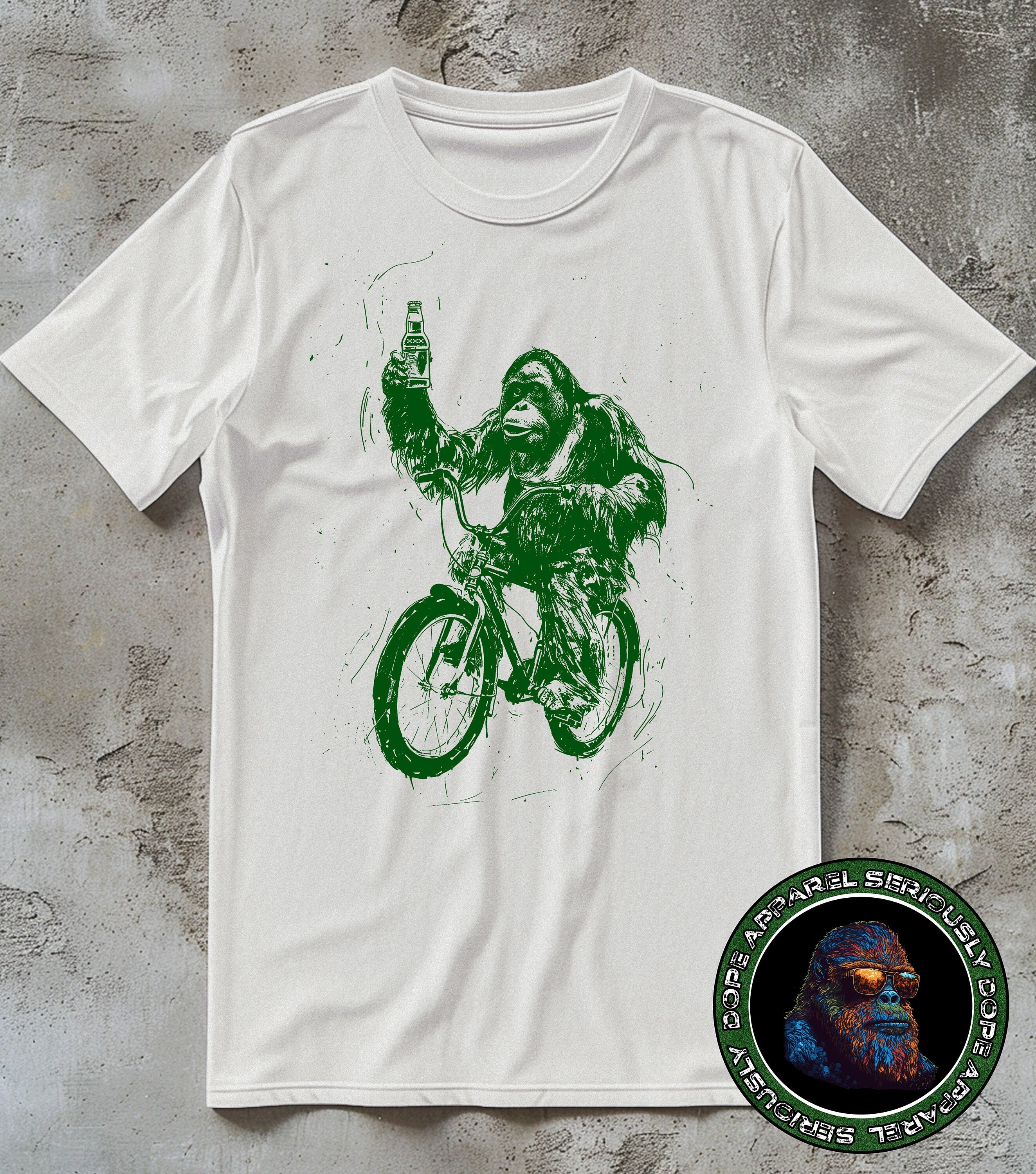 Orangutan Beer Drinking Biking Tee Unisex T-shirt, Sweatshirt, Hoodie (1)