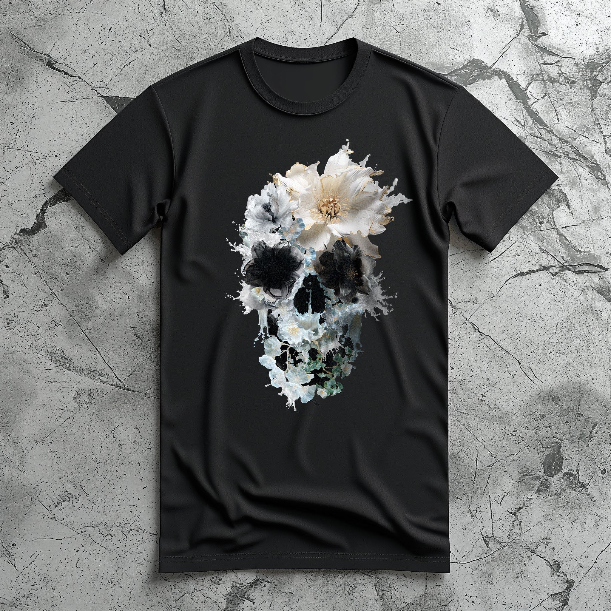 Floral Skull Bella Canvas Unisex T-shirt, Sweatshirt, Hoodie (1)