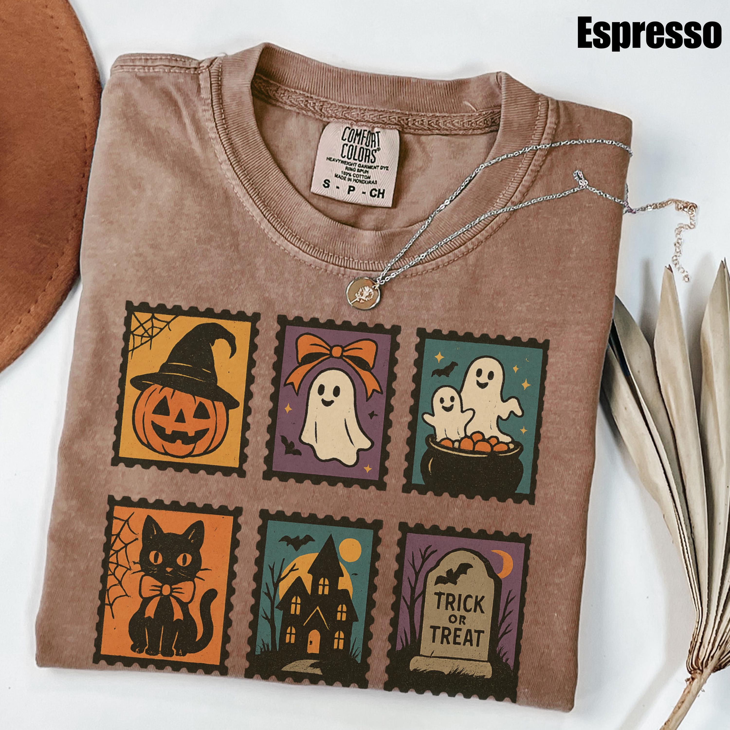 Halloween Ghost Pumpkin Cat Comfort Colors Ghos Retro Ghost Tee Halloween Fall Spooky Ca (3)