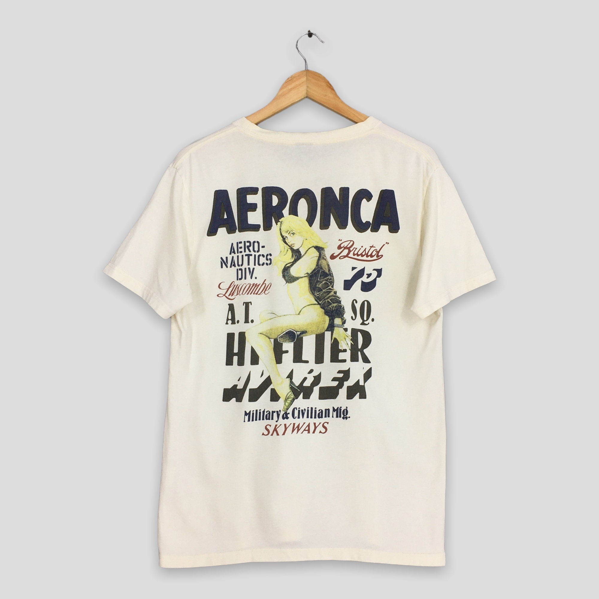 Vintage Avirex Aeronca Skyways Air Force Large Avirex Us Army Aeronautics Division 75th Fighter Squadron Tee Usaf Avirex Tees Size (1)