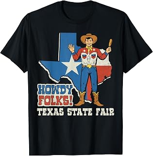 Howdy Folks Texas State Fair Cowboy Retro Tx Map Texan Flag (1)