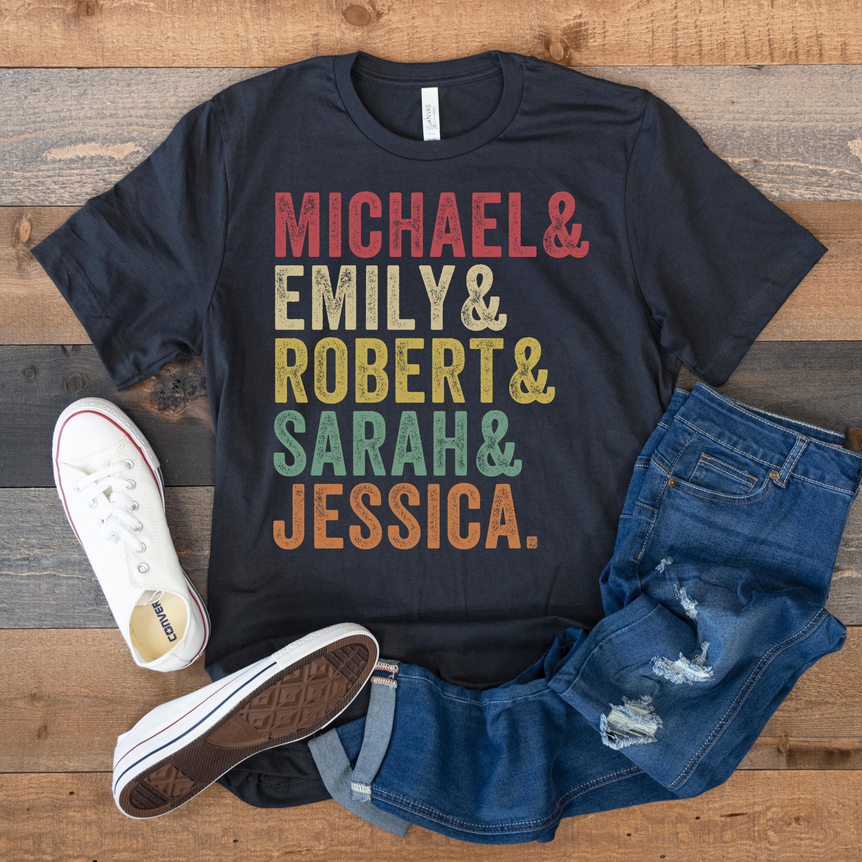 Custom Names Lis Personalized Ampersand Tee Family Names Customized Group Names Name Reunion (1)