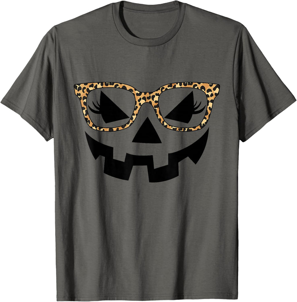 Jack Lantern Face Pumpkin Halloween Leopard Glasses Unisex T-shirt, Sweatshirt, Hoodie (1)