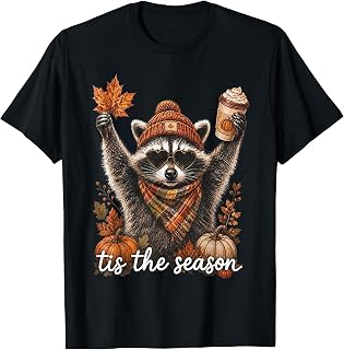Tis Season Fall Raccoon Pumpkin Coffee Autumn Unisex T-shirt, Sweatshirt, Hoodie (1)