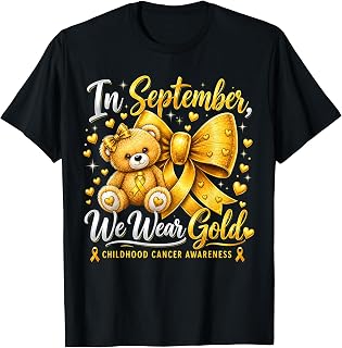 September Gold Childhood Cancer Awareness Bear Unisex T-shirt, Sweatshirt, Hoodie (1)