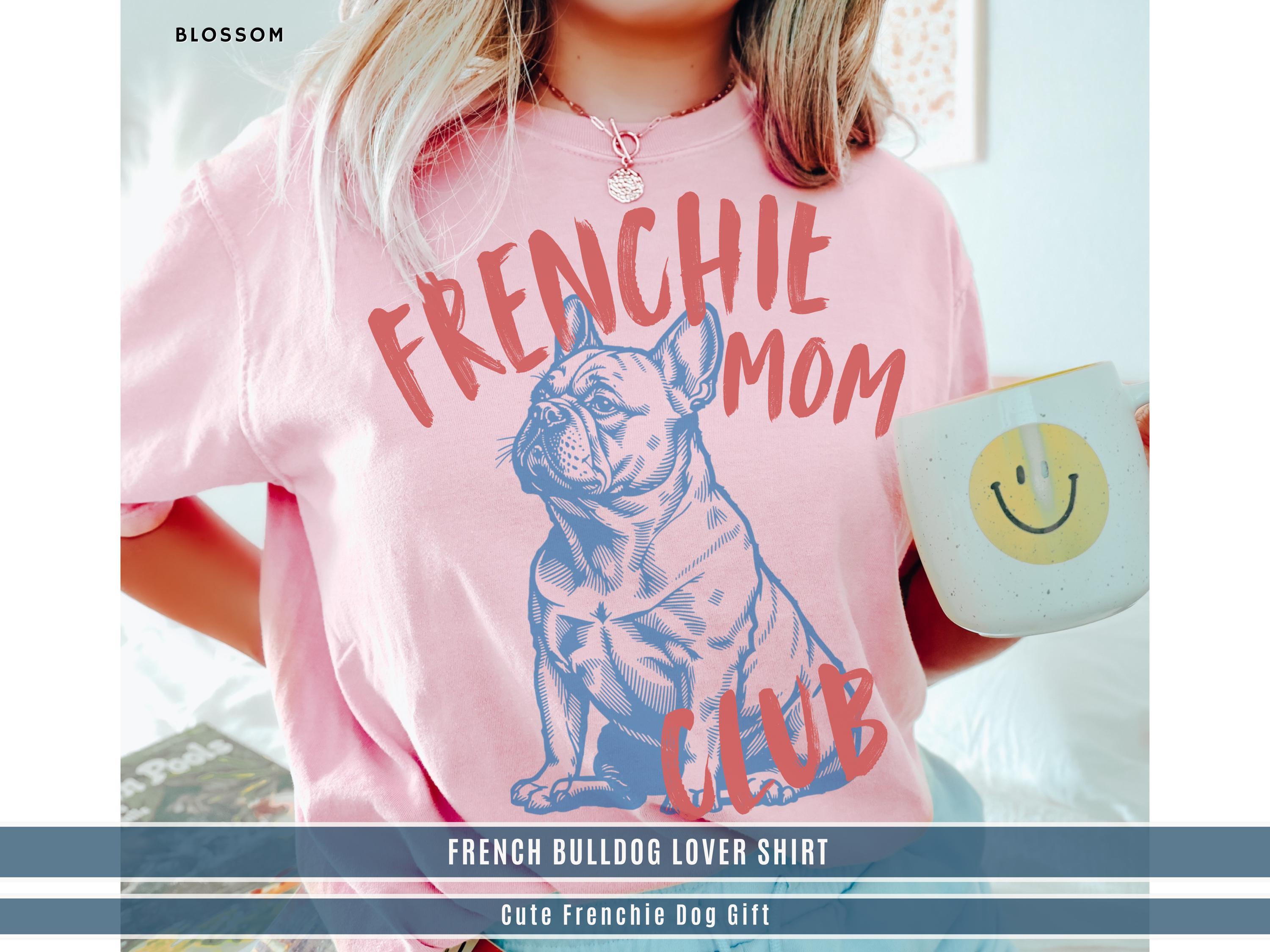 Frenchie Mom French Bulldog Dog Mom Club Tee Frenchie Lover Vintage Retro Linocut Comfort Colors (3)