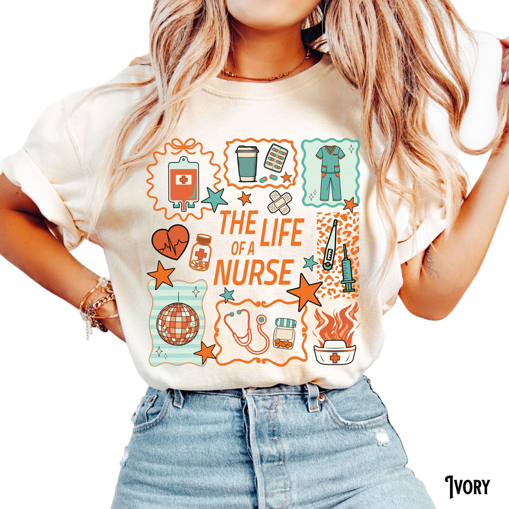 Comfort Colors Life Nurse Nursing Showgirl Tee Rn Lpn Np Appreciation Music Lover Registered Nurse Doodle (1)