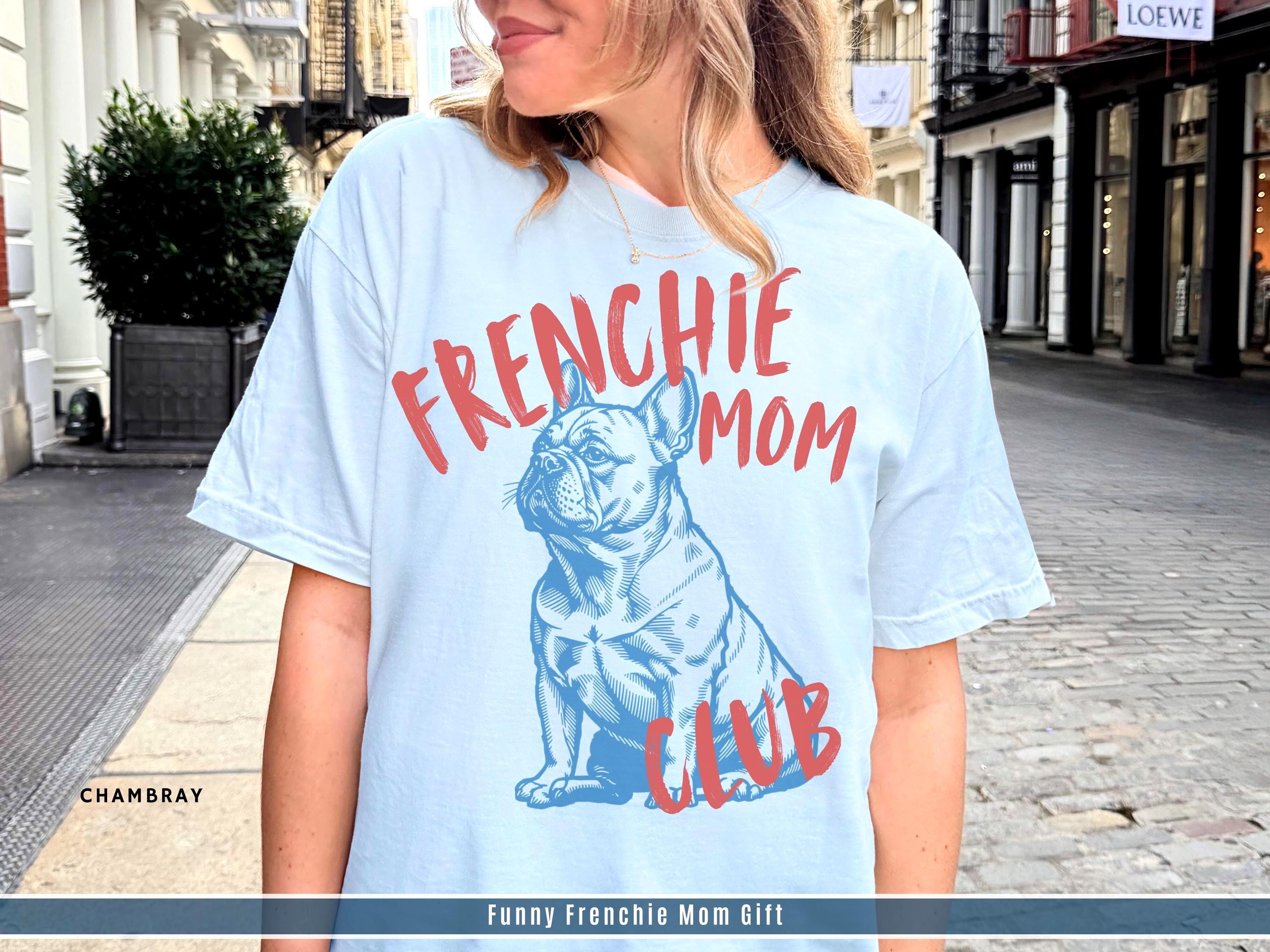 Frenchie Mom French Bulldog Dog Mom Club Tee Frenchie Lover Vintage Retro Linocut Comfort Colors (2)