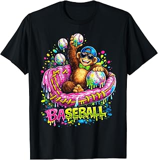 Monkey Animals Baseball Ice Cream Drip Unisex T-shirt, Sweatshirt, Hoodie (1)