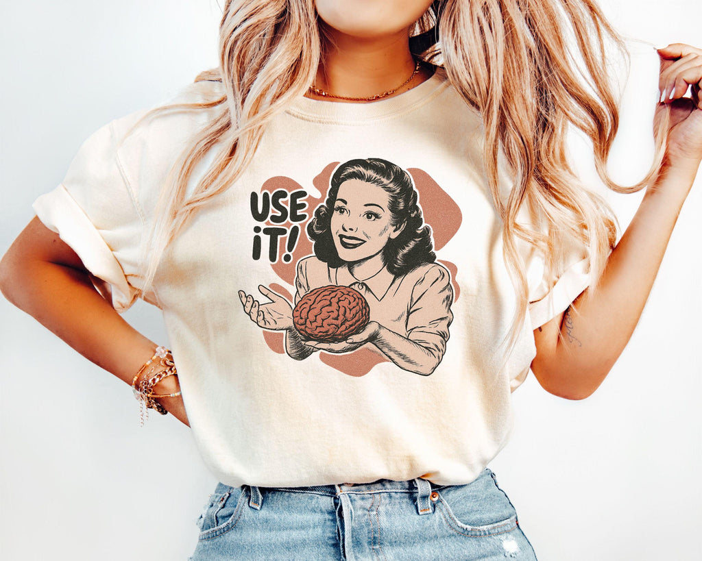 Sarcastic Vintage Use Brain Tee Retro 50s Ad Parody Sarcastic Quote Thinkers (1)