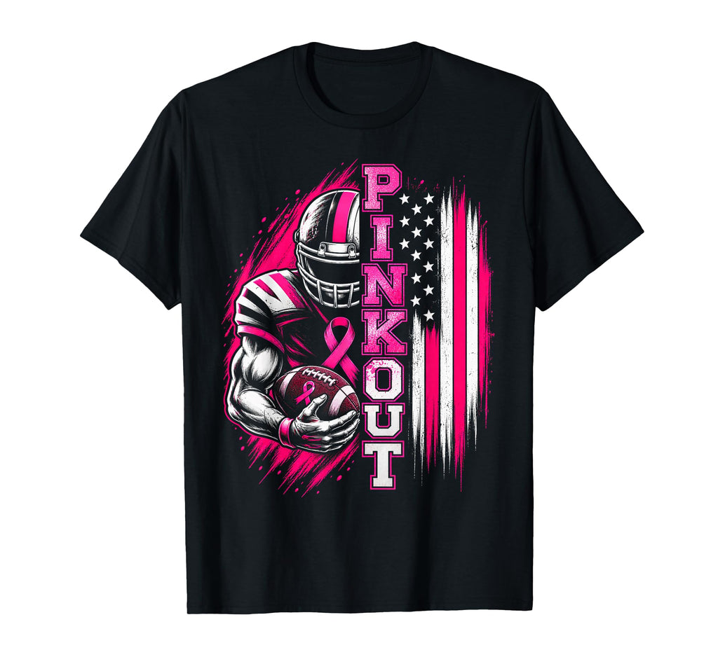 Football Pink Breast Cancer Ribbon Us Flag Unisex T-shirt, Sweatshirt, Hoodie (1)