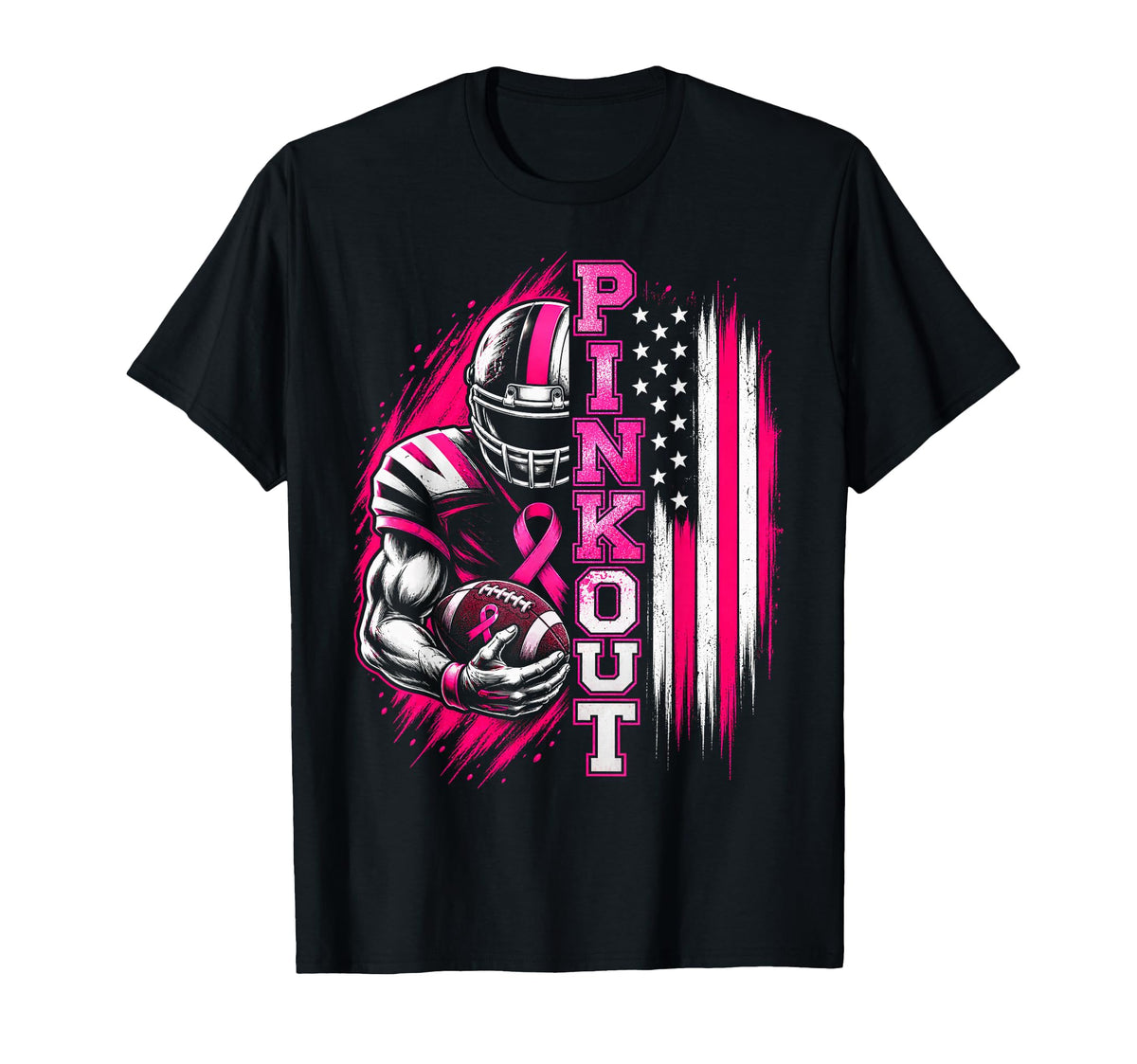 Football Pink Breast Cancer Ribbon Us Flag Unisex T-shirt, Sweatshirt, Hoodie (1)