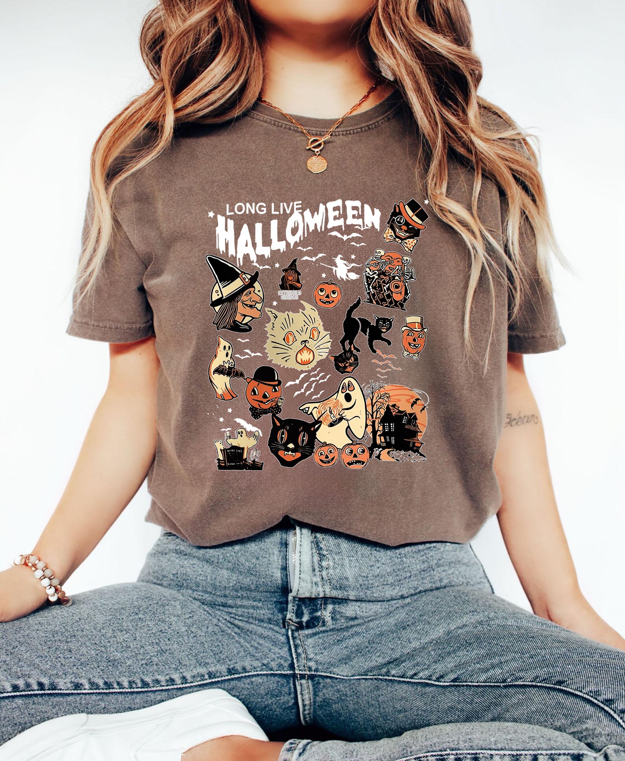 Comfort Colors Retro Halloween Long Live Halloween Vintage Halloween Retro Halloween Spooky Season Pumpkin Black Cat (2)