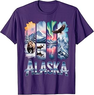 Alaskan Bear Moose Eagle Lake Mountain Aurora Borealis Unisex T-shirt, Sweatshirt, Hoodie (1)