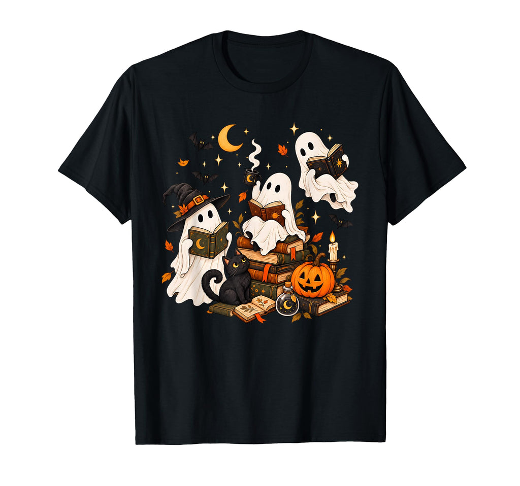 Spooky Ghost Reading Vintage Books Halloween Book Lover (1)