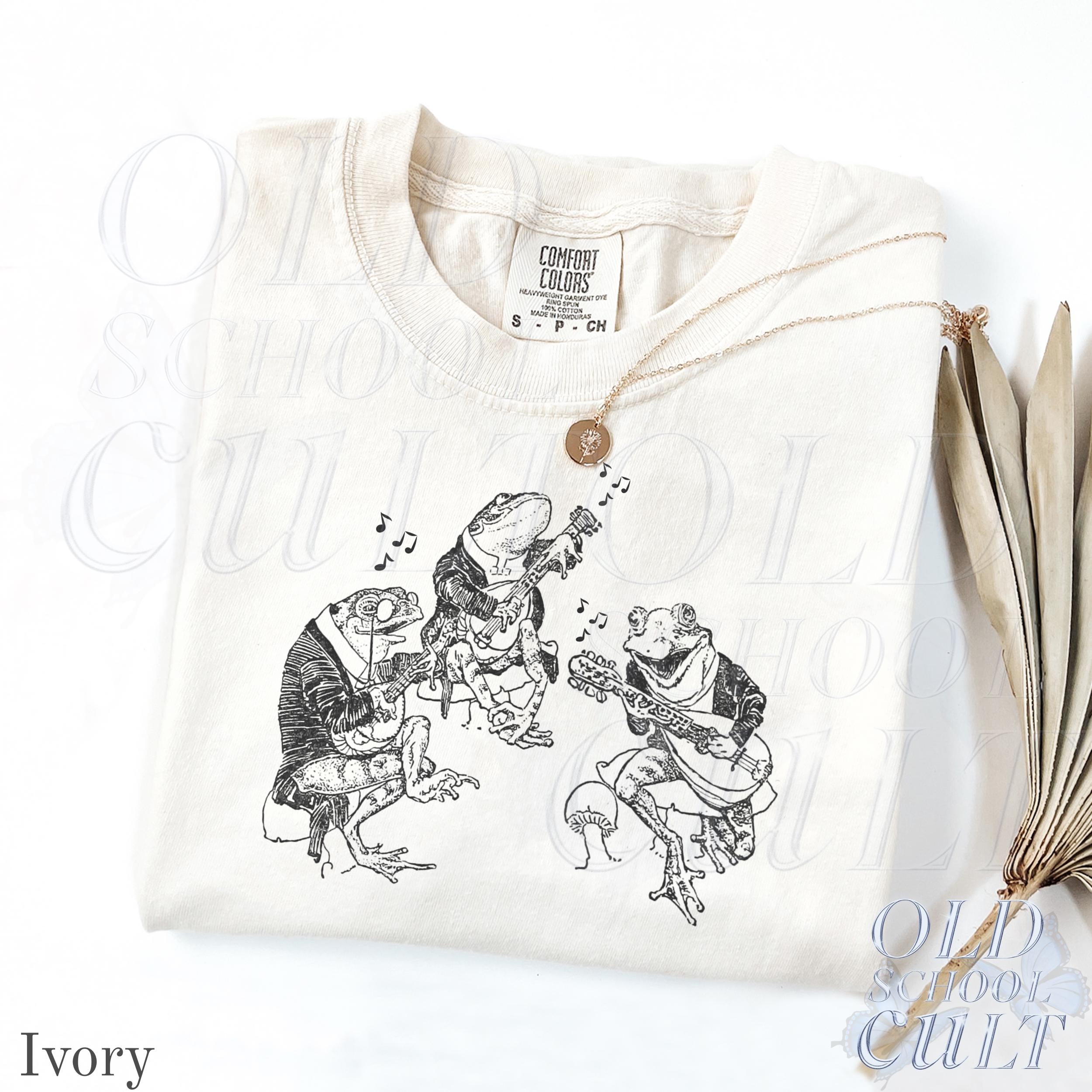 Frog Musicians 90s Retro Comfort Colors Vintage Frog Frog Tee Frog Lovers Tee Beige (1)