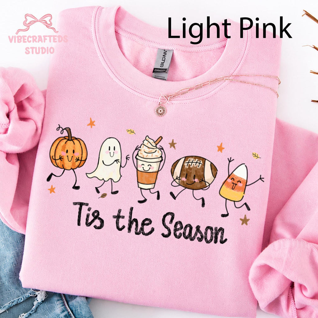 Halloween Pumpkin Ghost Football Coffee Candy Corn Tis Season Fall Doodles Tee Autumn (3)
