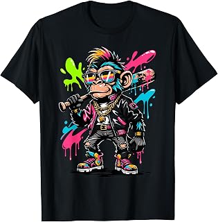 Monkey Baseball Drip Animal Party Sport Street Art Unisex T-shirt, Sweatshirt, Hoodie (1)