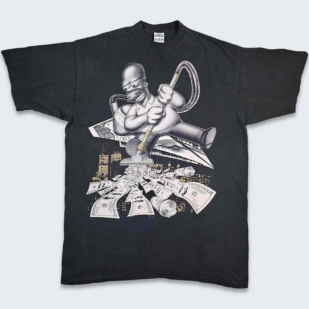 Homer Simpsons Vintage Y2k Rap Money Vacuuming Cash Rhinestones Pro Max Heavy Weight Tee Gangster 4xl Tall Free Shipping (1)
