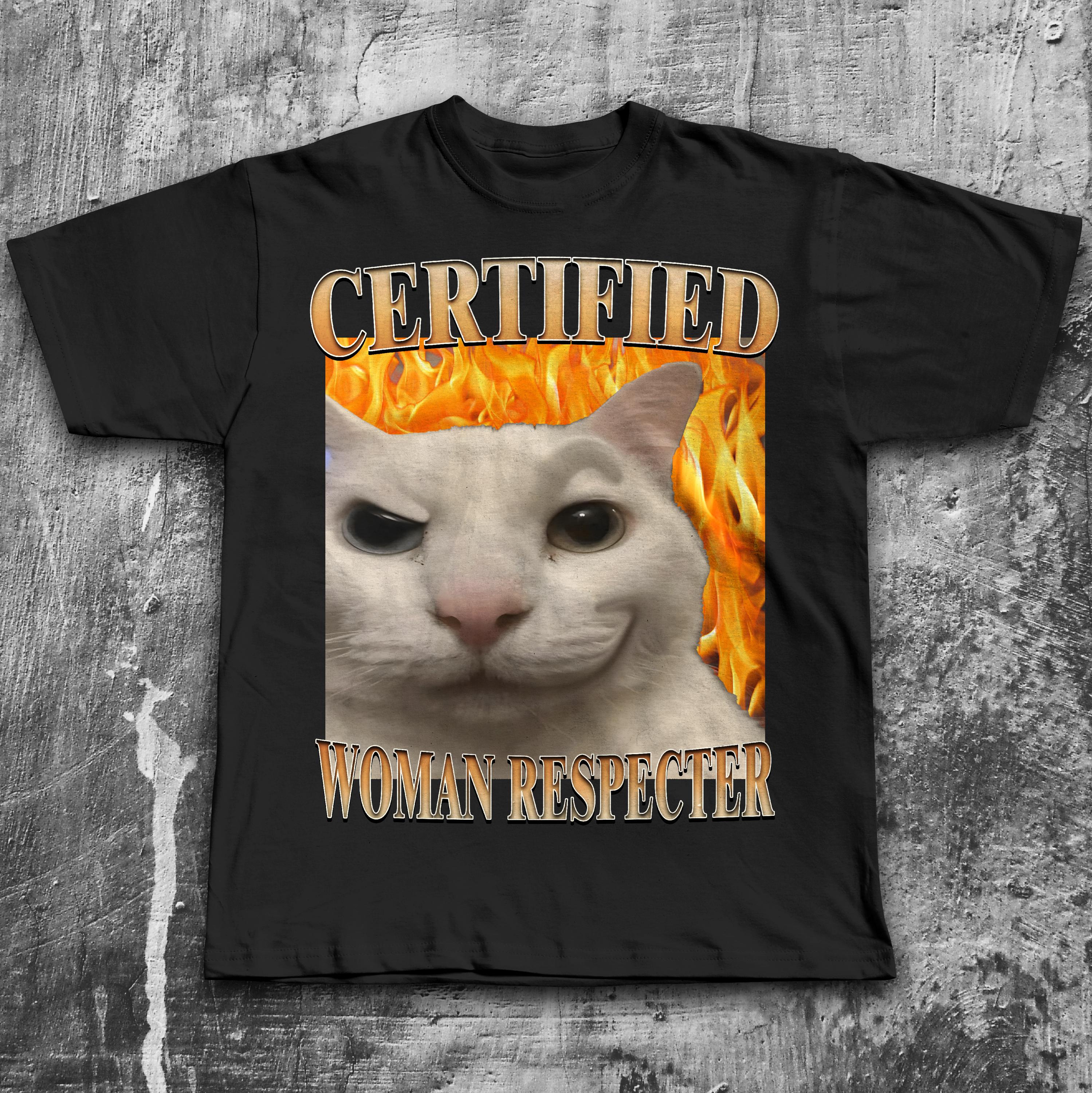 Certified Woman Respecter Cat Meme Tee Woman Man Silly Cats Ugly Stupid Joke Cringe Tees (4)