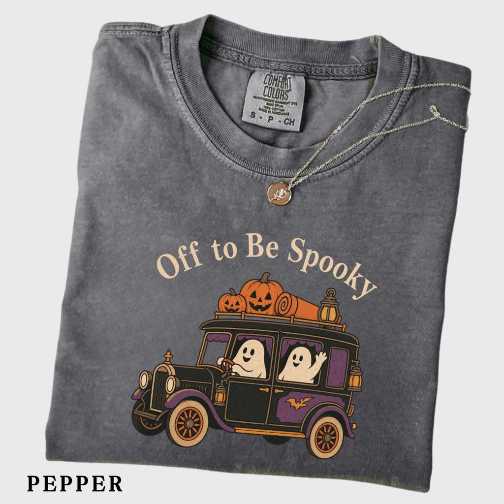 Off Spooky Ghos Halloween Tee Spooky Season Retro Ghost Trick Treat Ghost Driving Tee (3)