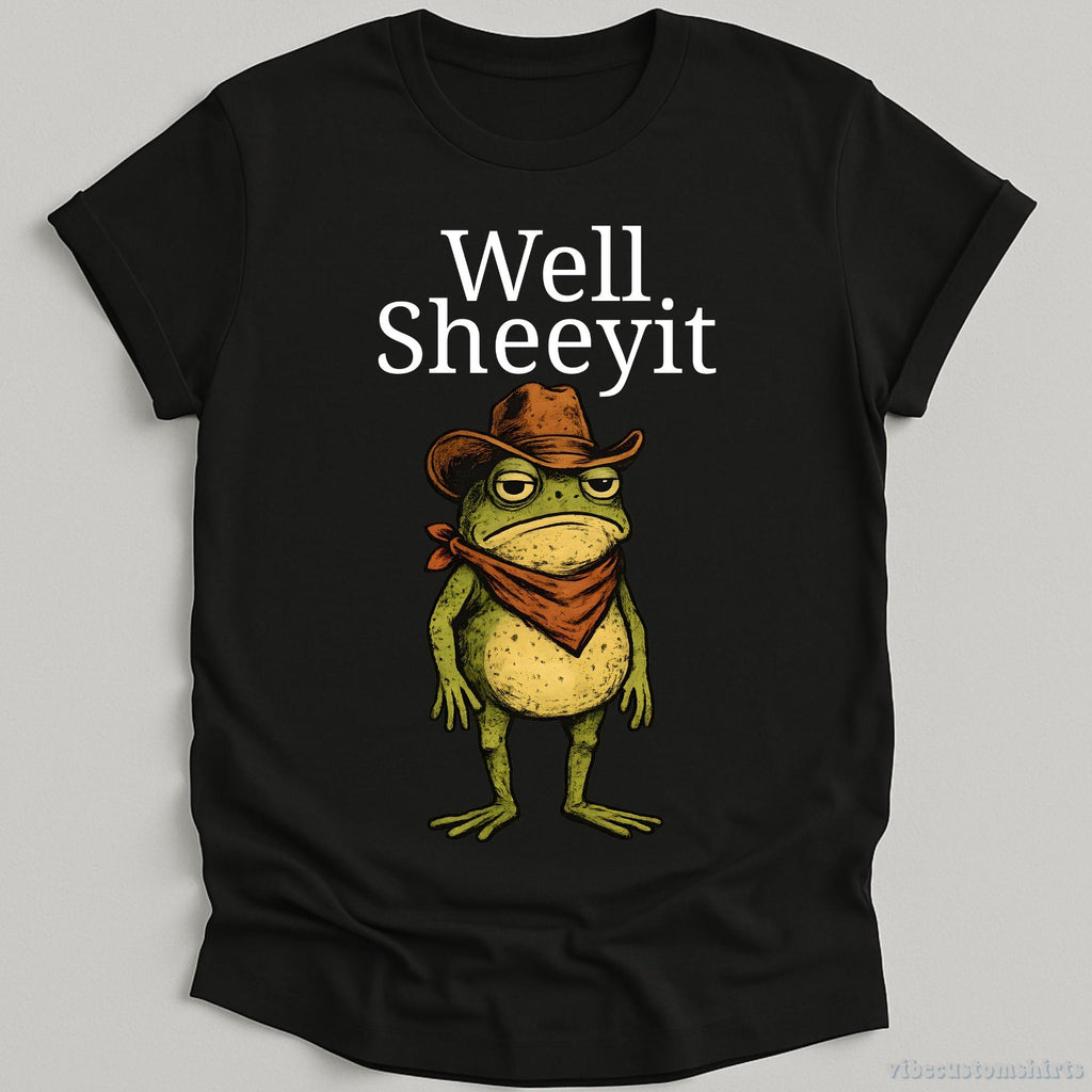 Well Sheeyit Frog Cowboy Southern Western Tee Sarcastic Frog Country Humor Vintage Frog (3)