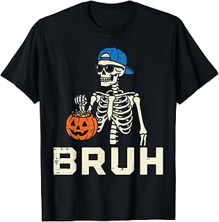 Halloween Skeleton Trick Treat Bruh Costume Unisex T-shirt, Sweatshirt, Hoodie (1)