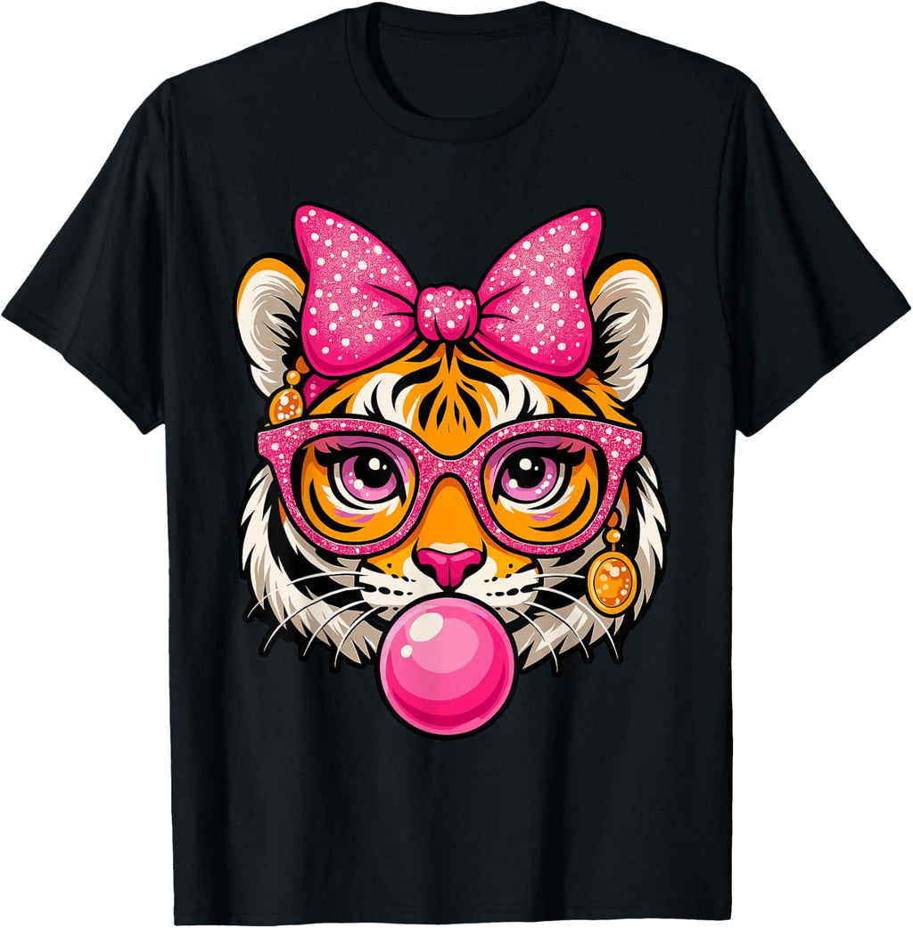 Pink Bow Tiger Glasses Tiger Bubble Gum Unisex T-shirt, Sweatshirt, Hoodie (1)