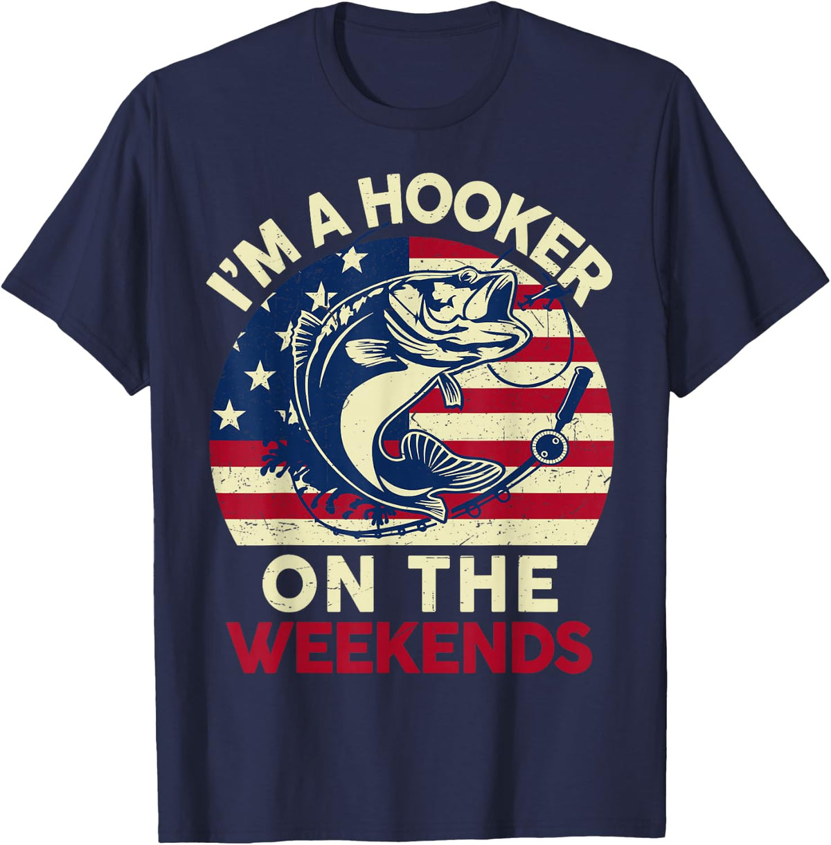 Fishing Bass Fish I'M Hooker Weekends Dad Joke Unisex T-shirt, Sweatshirt, Hoodie (1)