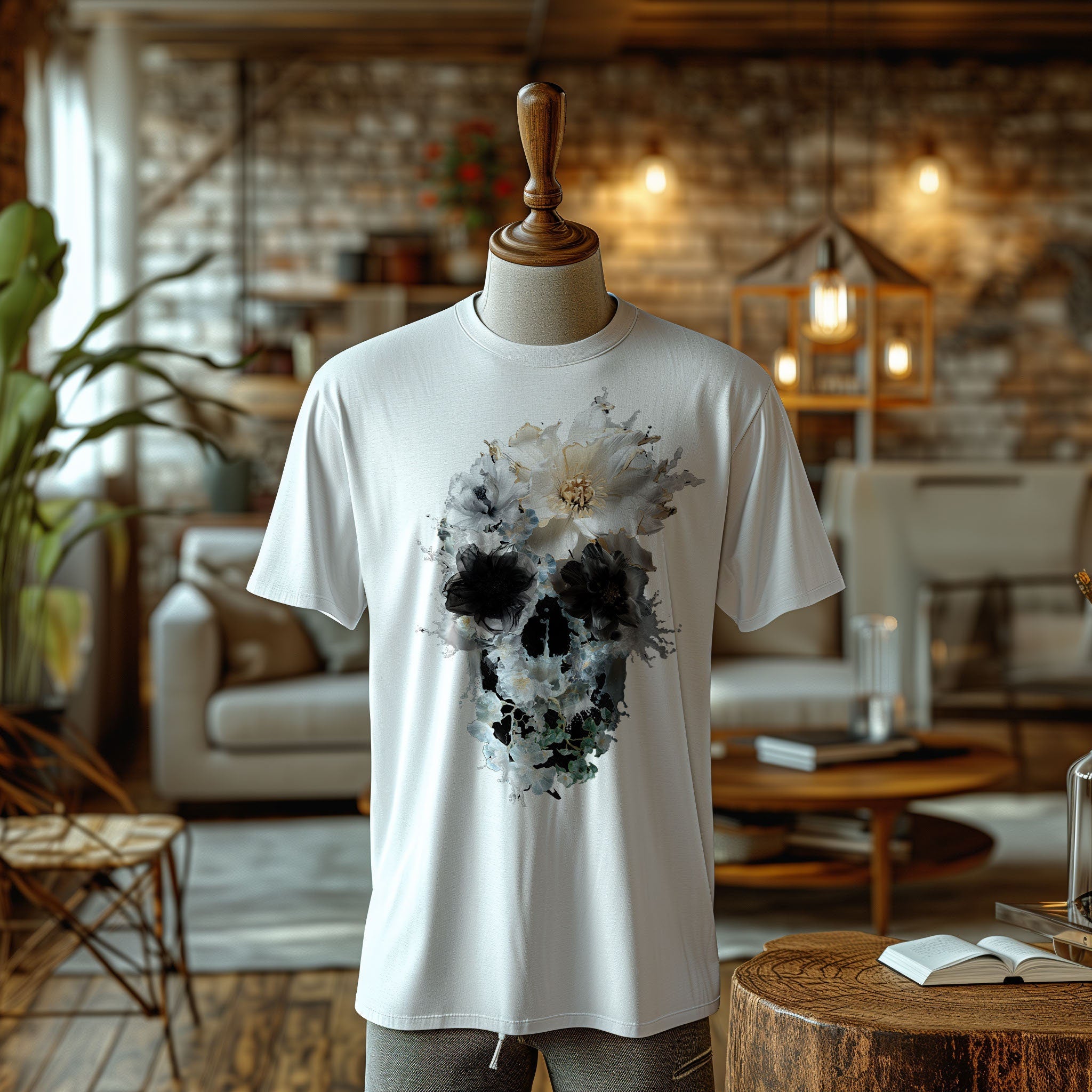Floral Skull Bella Canvas Unisex T-shirt, Sweatshirt, Hoodie (4)