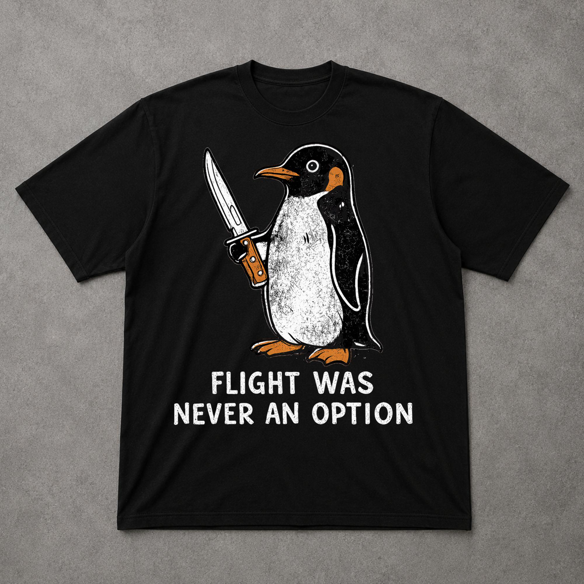 Flight Never Option Sarcastic Penguin Animal Meme Penguin Tee Bird Lover (1)