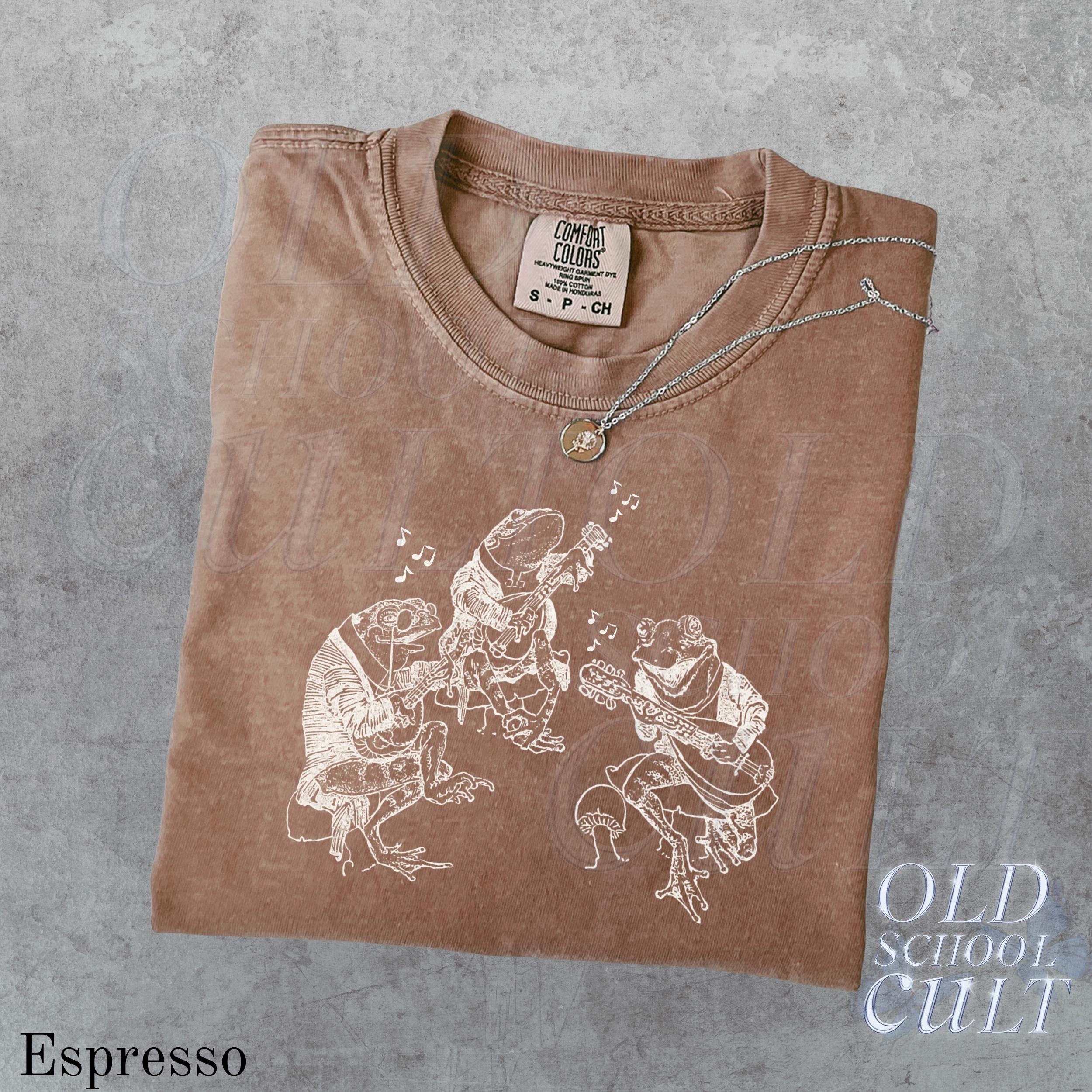 Frog Musicians 90s Retro Comfort Colors Vintage Frog Frog Tee Frog Lovers Tee Beige (3)