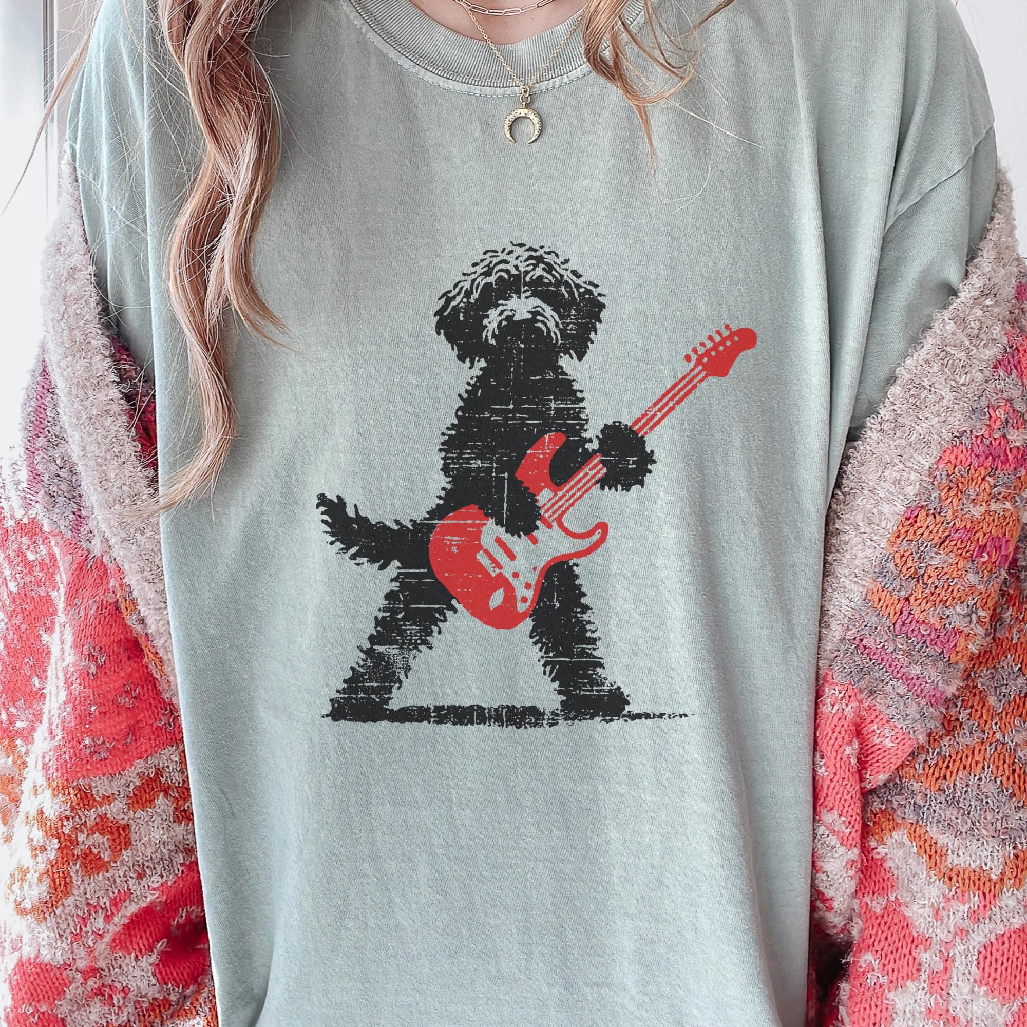 Goldendoodle Rock Guitar Music Lover Tee Doodle Mom Dad Gif Rock Dog (2)